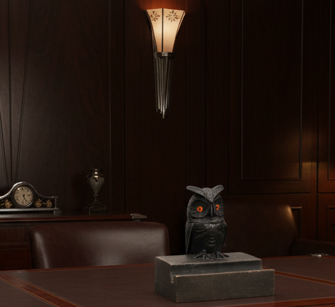 1930er Art Déco Eule Tintenfass handgeschnitzt Schwarzwald